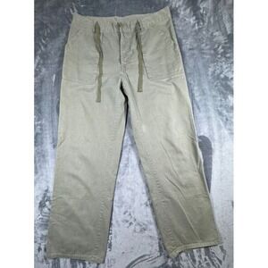 10 Speed Womens Khaki Pants sz 13/14 Green Wide Leg Flap Back Pockets Preppy
